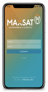 Tela inicial do web app Maxsat, aplicativo de rastreamento veicular Maxsat